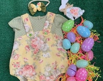 Baby Girl Easter Romper, Baby Girl Romper, Easter Outfit, Baby Easter Dress, Baby Girl Dresses,Baby Girl Clothes, Spring Romper,2 piece Set.
