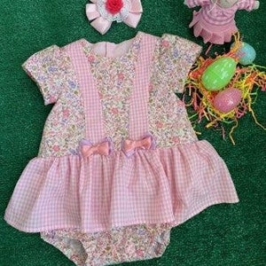 Baby Girl Easter Romper,Baby Girl Romper, Easter Outfit,Baby Easter Dress, Baby Girl Dresses, Baby Girl Clothes, Easter Romper, 2-piece Set.