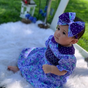 purple smocked infant dress Lavender/multi-colored Hand Smocked Bishop Dress /infant/toddler/girls