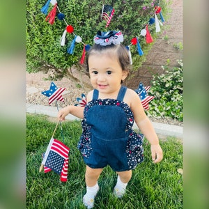 Baby Girl Romper.Summer Romper,Patriotic Baby Girl Romper,Baby Girl 4th of July Outfit,Independence Baby Romper,Blue Baby Romper