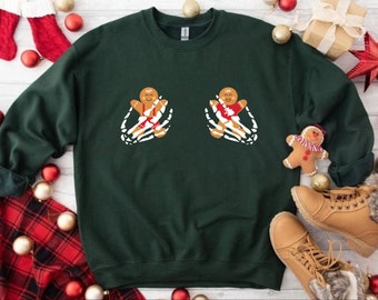Lustiges Lebkuchenmann-Weihnachts-Sweatshirt: Weihnachtsfeier Rundhalsausschnitt