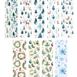 Christmas Designs 55-63 clay transfer paper | water soluble polymer clay transfer sheet | christmas trees wreaths poinsettias presents holly