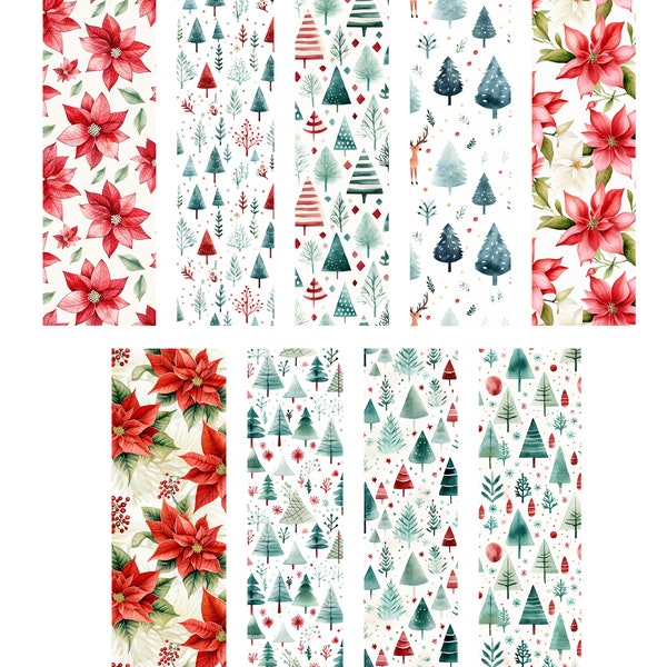 Christmas Designs 46-54 clay transfer paper | water soluble polymer clay transfer sheet | christmas trees wreaths poinsettias presents holly