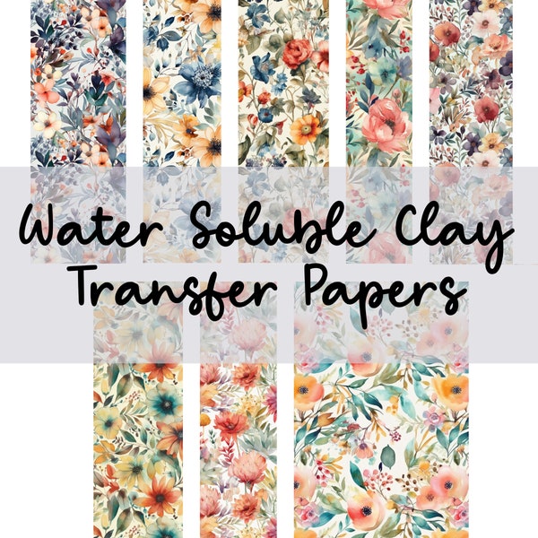 WATERCOLOR FLOWERS 1-8 | water soluble polymer clay transfer sheet | flowers watercolor summer | clay earrings