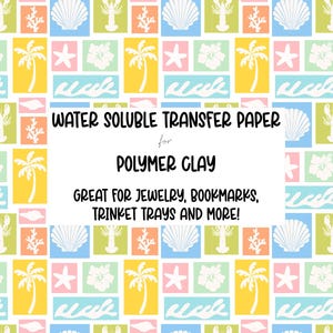 Beach Collage Polymer Clay Transfer Paper | water soluble polymer clay transfer sheet | ocean palm tree sea beach vacation elegant sea