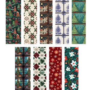 Christmas Designs 120-128 transfer paper | water soluble polymer clay transfer sheet | christmas trees wreaths poinsettias presents holly