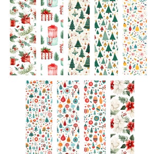 Christmas Designs 1-9 clay transfer paper | water soluble polymer clay transfer sheet | christmas trees wreaths poinsettias presents holly
