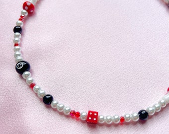 ●VVV● Black Dice Mushroom Pearl Bead Necklace 22FWNK071BKF BLACK DICE MUSHROOM PEARL BEADS NECKLACE - VVV | 60% - Asian