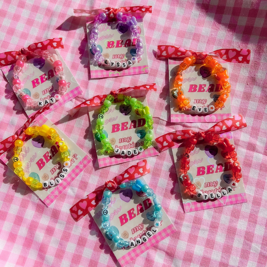 Valentines Day Friendship Bracelets Personalized Name Bead Bracelet