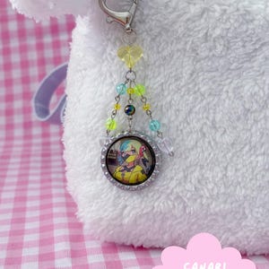 Trading Card Beaded Keychain Charms | Cute Bag Charms | Kawaii Binder Accessories | Upcycled Art | Custom Keychain Canari