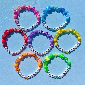 Good Vibes Kandi Bracelet | Matching Friendship Bracelets | Colorful Y2K Bracelet