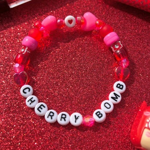 Cherry Bomb Beaded Bracelet | Bead Bracelet | Trendy Bracelet | Cherry Aesthetic | Y2K Jewelry | Kandi Bracelet | Kawaii Jewelry