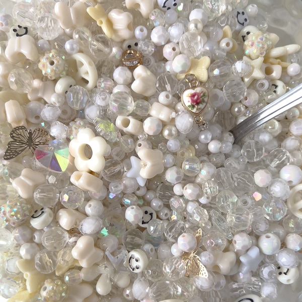 Bead Soup | Ultimate Bead Soup | Cream, White, Iridescent Bead Soup | Bead Scoop | Jewelry Beads | Bead Mix | Bead Confetti