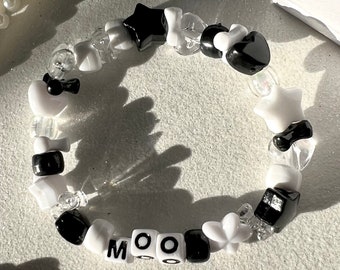 Moo Beaded Bracelet | Cow Aesthetic | Kandi Bracelet | Y2K Bracelet | Bead Bracelet | Kawaii Bracelet