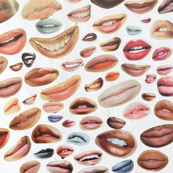 Magazine Lip Clippings 50+ | Magazine Cutouts | Smile Mouths Cutouts | Vision Board Supplies | Arts & Crafts Supplies | Journal Supplies