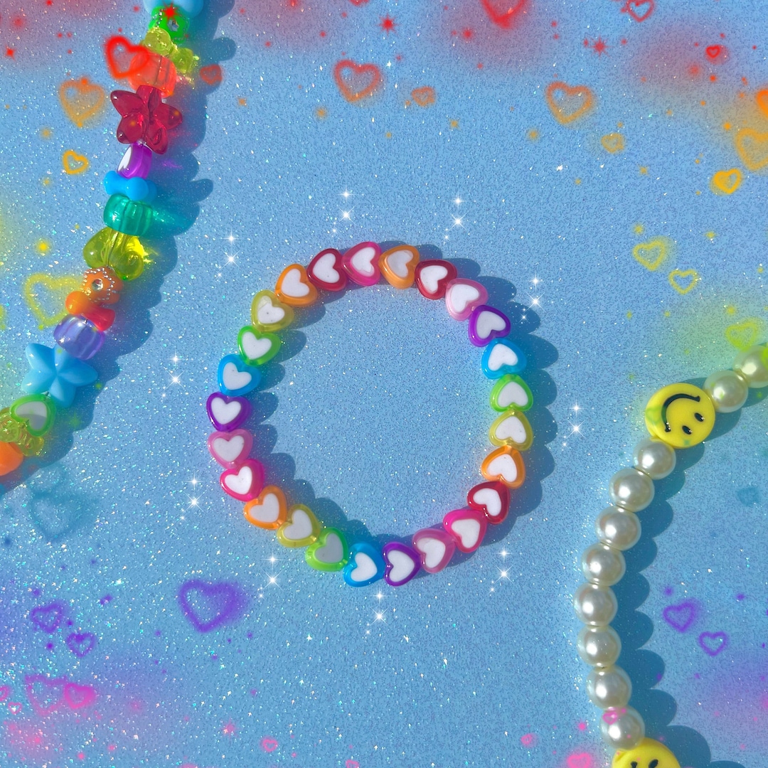 Rainbow Hearts Bracelet Pride Bracelet Y2K Bracelet Love - Etsy