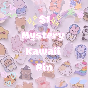 Tajemnicza Kawaii Pin | Przedmiot za jednego dolara | Niespodziewana Pin | Pudełko niespodzianek | Prezenty niespodzianki | Prezenty Kawaii | Kawaii Grab Bag | Zabawne, urocze akcesoria
