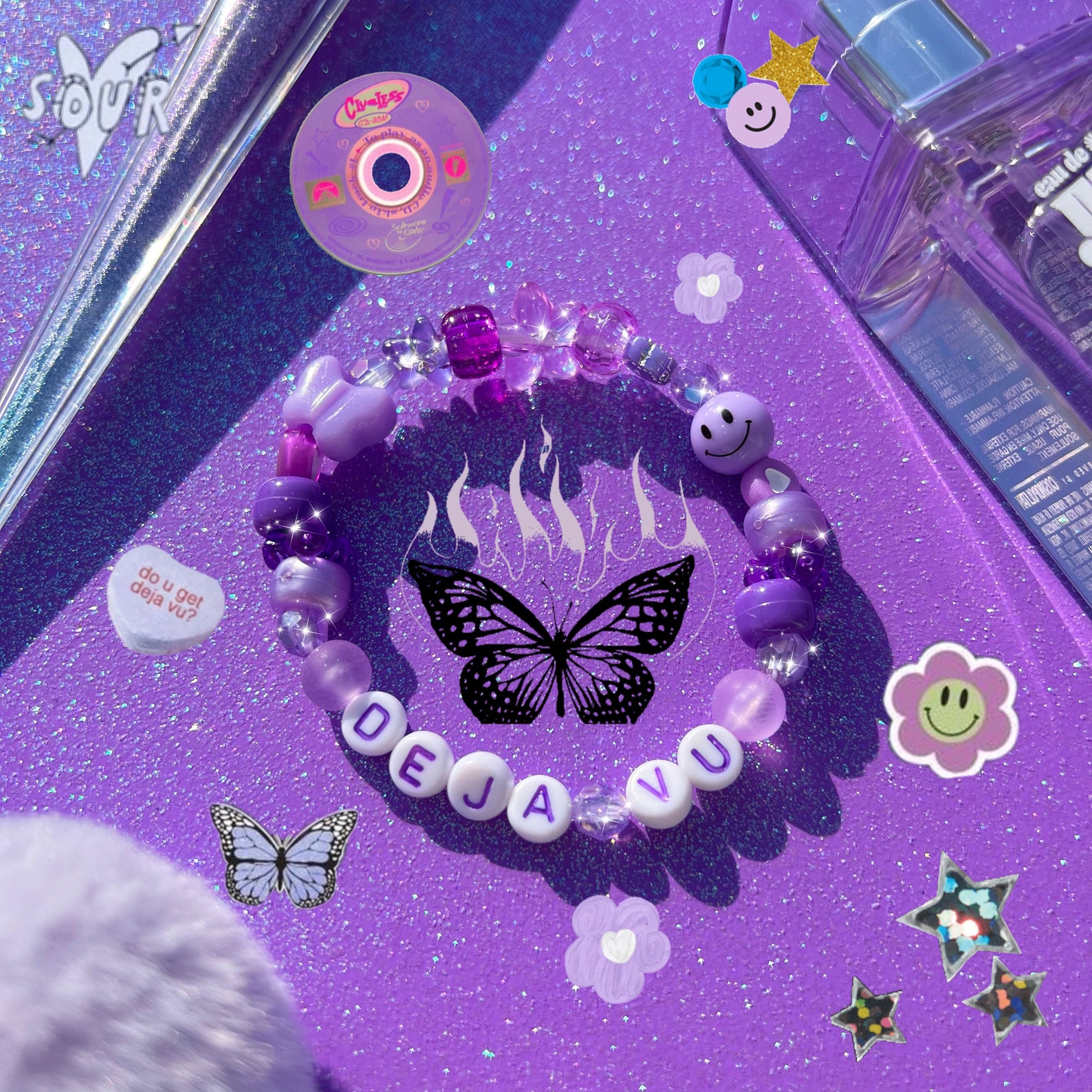 Deja Vu Beaded Bracelet Y2K Jewelry Kandi Bracelet Y2K Etsy