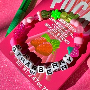 Strawberry Beaded Bracelet | Strawberry Jewelry | Kandi Bracelet | Y2K Bracelet | Bead Bracelet | Kawaii Bracelet