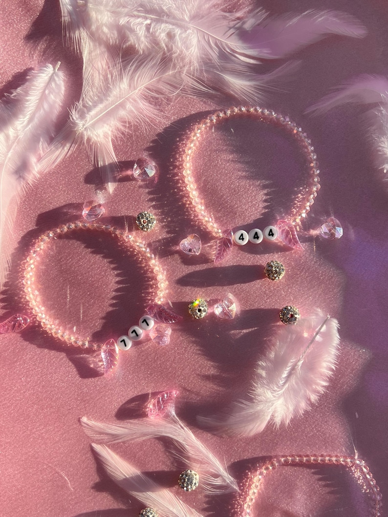 Angel Number Bracelet | Angel Wings for Protection, Prosperity, Luck, Love | Crystal Beaded Bracelet | Gifts for Her | Lucky Number image 2