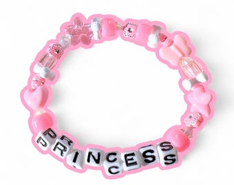 Princess Beaded Bracelet: Y2K Kawaii Kandi Style