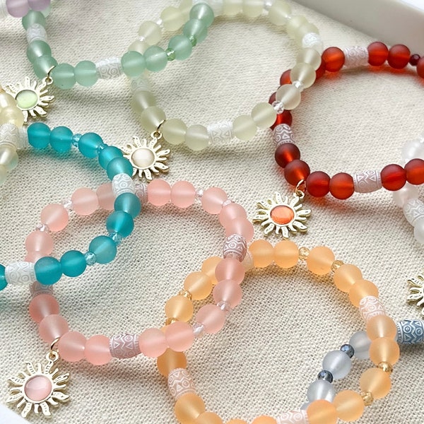 Sun Charm Bracelet - Summer Accessories, Stackable, Stretchy Bracelets, Celestial Jewelry, Handmade Beach Bracelet, Matching BFF Bracelets