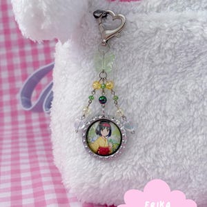 Trading Card Beaded Keychain Charms | Cute Bag Charms | Kawaii Binder Accessories | Upcycled Art | Custom Keychain Erika