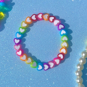 Rainbow Hearts Bracelet | Pride Bracelet | Beaded Bracelet