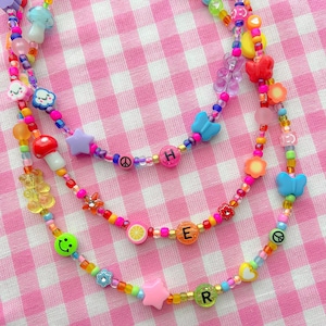 collar inicial personalizado / collar de letras personalizado / collar de cuentas personalizable hecho a mano / collar de perlas desiguales 90s y2k
