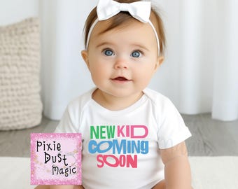 Blockhead Baby Onesie - New Kid Coming Soon - Perfect for 80's and 90's Theme Showers! Cute Baby Announcement Onesie