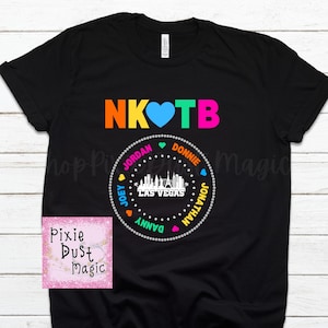 NKOTB Inspired Vegas Residency Concert Shirt/Tank with Neon Names & Faux Bling.  - Let's Party, Blockhead Style!