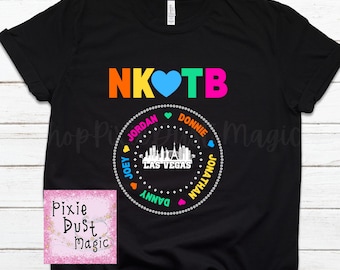 NKOTB Inspired Vegas Residency Concert Shirt/Tank with Neon Names & Faux Bling.  - Let's Party, Blockhead Style!