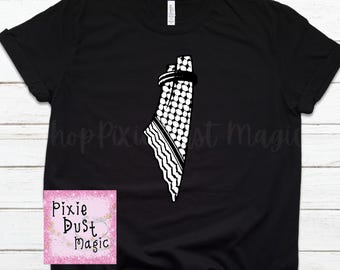 Palestinian Pride: Kuffiyah Map Shirt for Supporters of a Free Palestine. Express Your Support In Style
