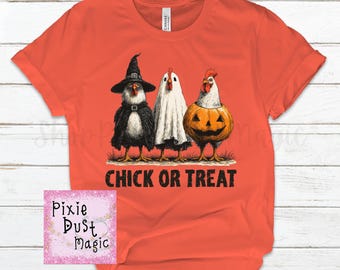Chick or Treat - Funny Halloween Chicken Shirt. Egg-citing Halloween Chicken Tee!