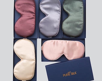 Pure Moerbei Zijde Slaapmasker 22 Momme Luxe versie Anti angst 100% Moerbei zijde Buiten en Binnen oogmasker met doos