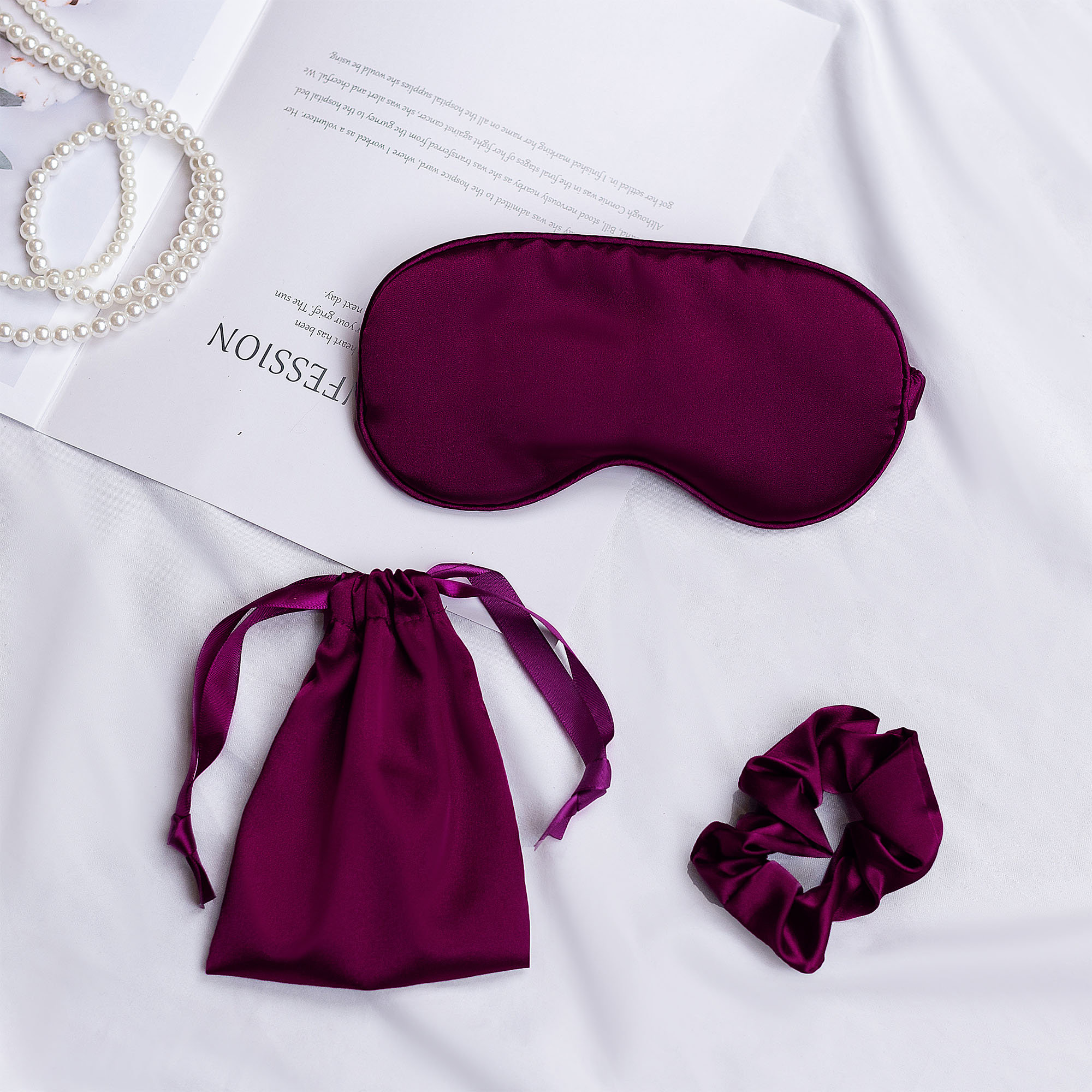 50 Sets Sleep Care Silky Satin Eye Mask Scrunchie Pouch Good Etsy