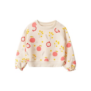 Kids jumper Girls cotton pullover long-sleeve outfit new item for autumn girls jumper flower fruit fun print