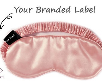 Personalized satin sleep mask, customized accessories, fabric label options available, for small business and events idea bulk buy idea