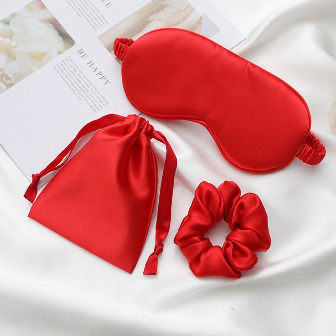 Satin Sleep Mask 3pc Red Eye Sleeping Mask With Scrunchie and Etsy