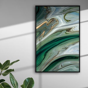 Smaragd Marmor Gold Swirl Digital Art Print, Gold und Grün druckbares Poster, sofortiger Download, moderne Wandkunst, minimalistisches Dekor, Art Deco
