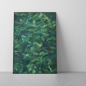 Abstrakter Dschungel Smaragdgrün Kunstdruck, Tropische Farben Moderne Ölfarbe, Zeitgenössische Hauswandkunst Herunterladbares druckbares digitales Poster