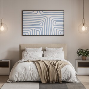 4K UHD Pastel Blue Samsung Frame TV Art, Organic Line Baby Blue TV Art Poster, Abstract Striped Instant Digital Download, Minimal Modern Art