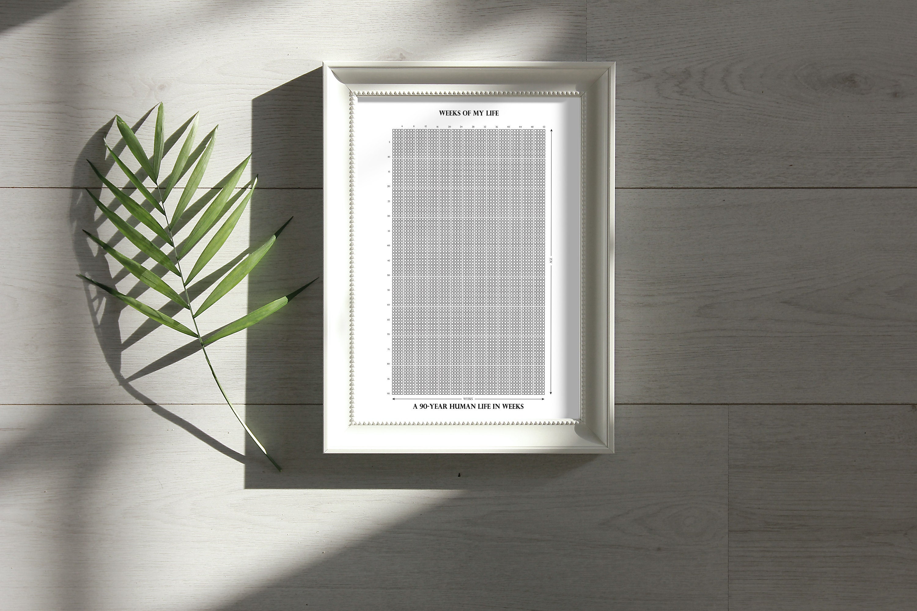 90 year life calendar in weeks memento mori printable reminder