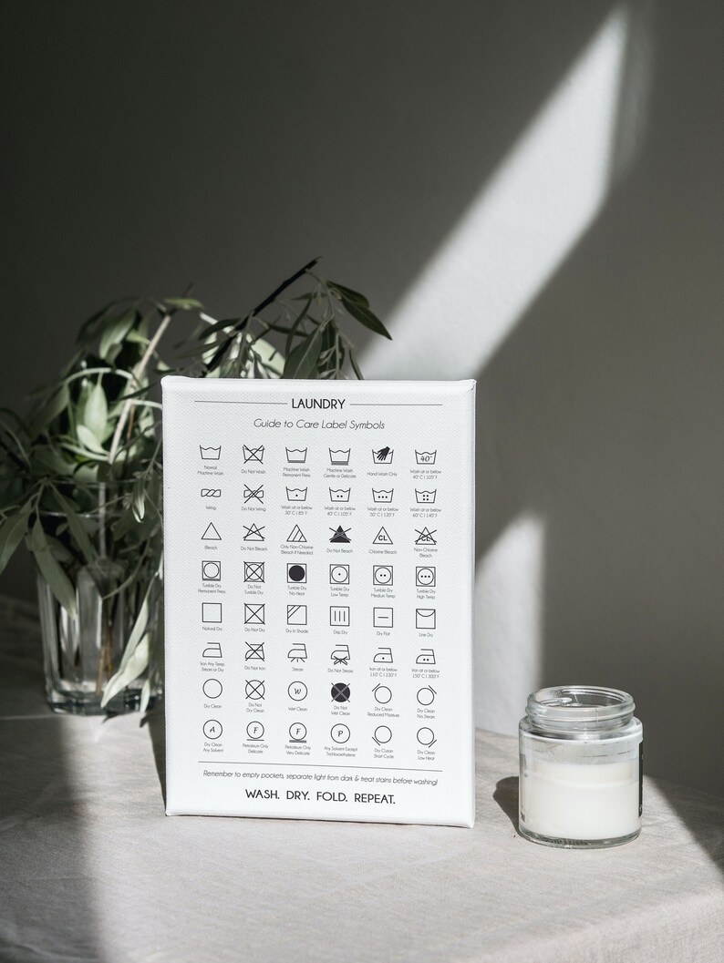 Laundry Guide to Care Label Symbols Print Laundry Room Wall - Etsy