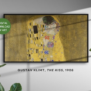 Gustav Klimt&#39;s The Kiss Digital Download Art for Samsung Frame TV, Famous Art Nouveau Downloadable Art, Digital Ultra HD 4K Artwork for TV