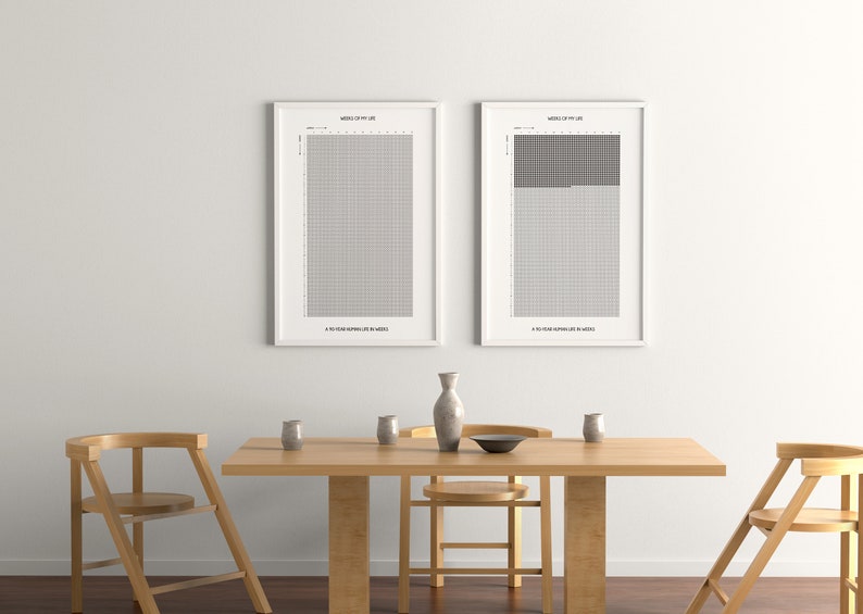 90 year life calendar in weeks memento mori printable reminder