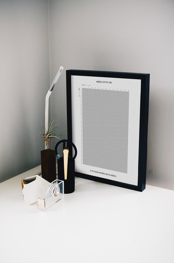 90 Year Life Calendar in Weeks, Memento Mori Printable Reminder