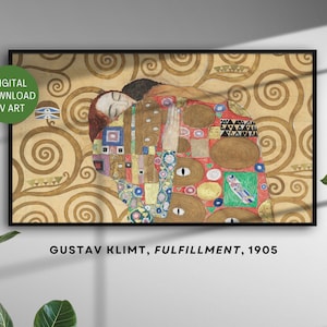Samsung Rahmen TV Art 4K Ausführung von Gustav Klimt, Berühmte Jugendstil Gemälde, Romantisch Klassische Fine Art TV Tapete, Klimt Golden Art