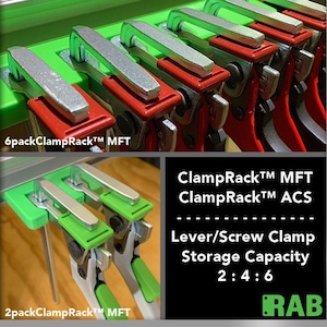 Festool Quick Clamp Storage Rack by RAB Tools : 2pack / 4pack / 6packClampRack™ (Kreg ACS Version Available Too)