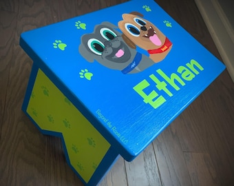 Handmade Personalized Wooden Step Stool |  Custom Heirloom Nursery Furniture Gift